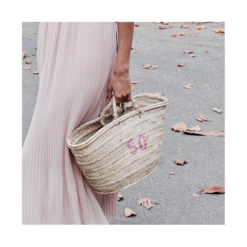 panier plage osier personnalisable avec vos initiales