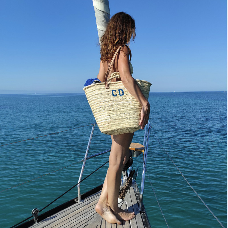 monogram customized beach straw basket by maud fourier paris