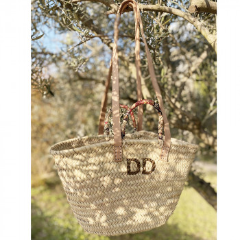 personalized beach basket with hand-painted initials by maud fourier paris