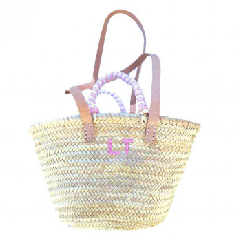 personalized straw beach basket initials maud fourier paris