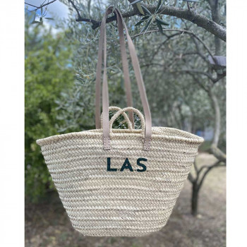 monogram customized beach straw baskt by maud fourier