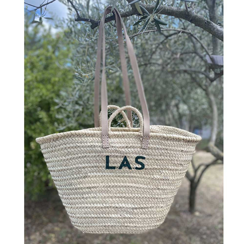 monogram customized beach straw baskt by maud fourier