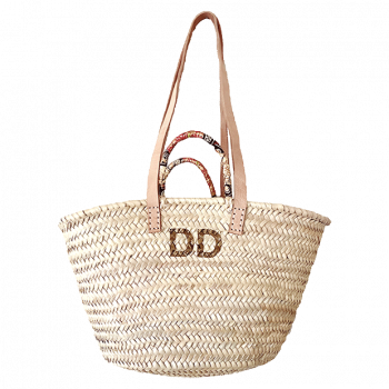 personalized beach basket with hand-painted initials by maud fourier paris