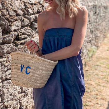 panier plage osier peint avec vos initiales