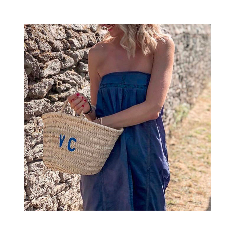 panier plage osier peint avec vos initiales