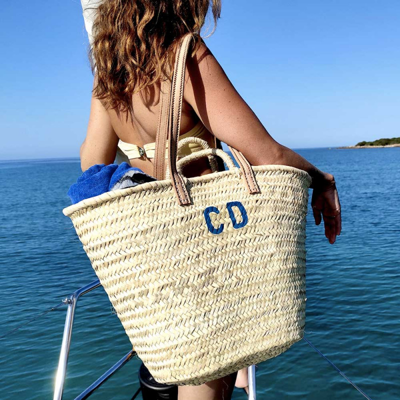monogram customized beach straw basket by maud fourier paris