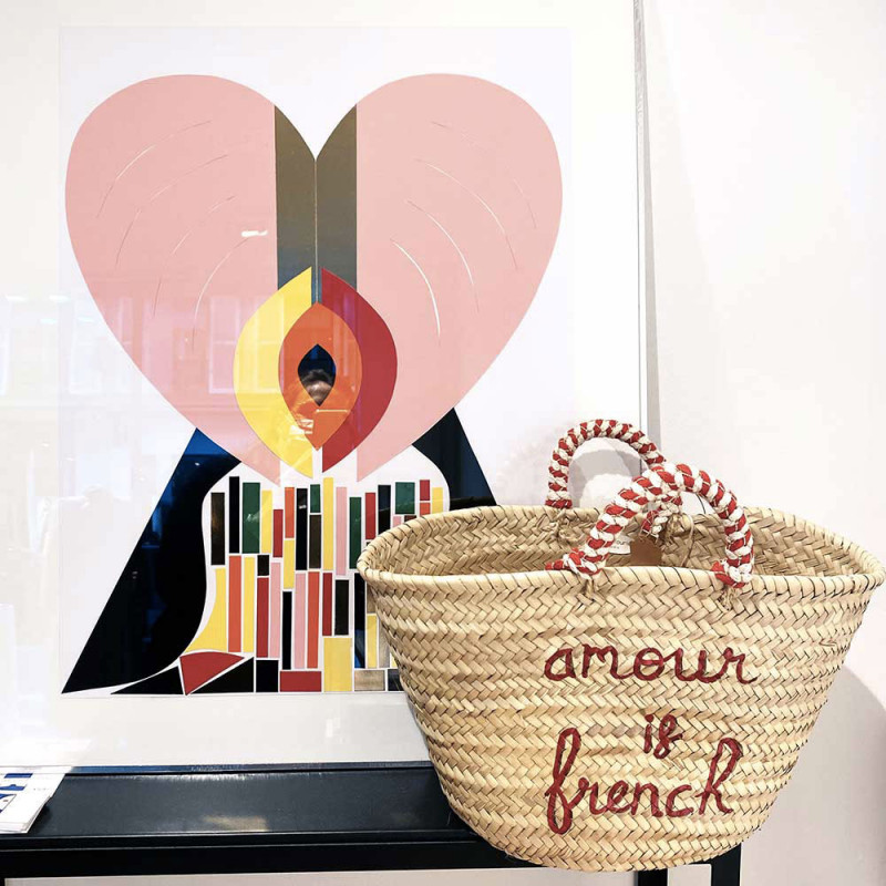 amour is french straw basket by maud fourier paris