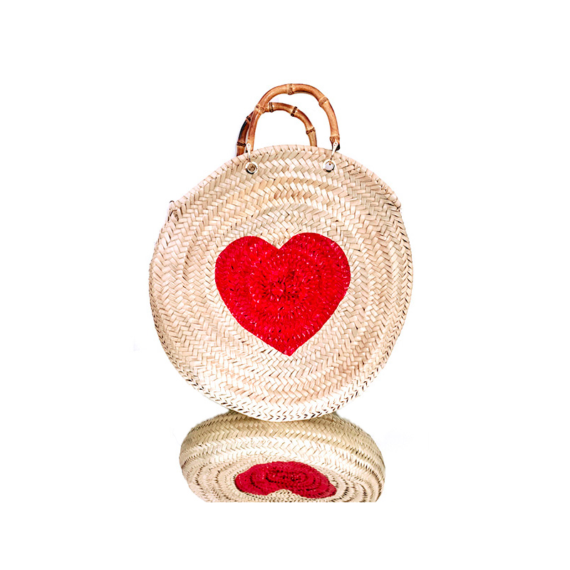 amour straw basket hand-painted by maud fourier paris