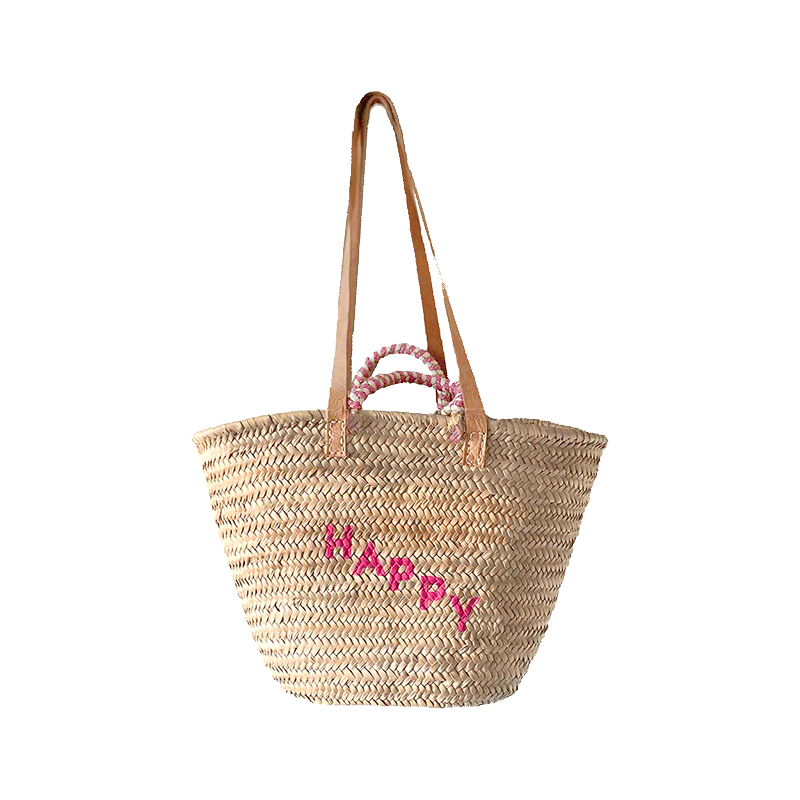 straw basket happy beach by maud fourier