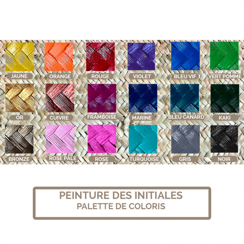 color palet for handpainted straw baskets by maud fourier