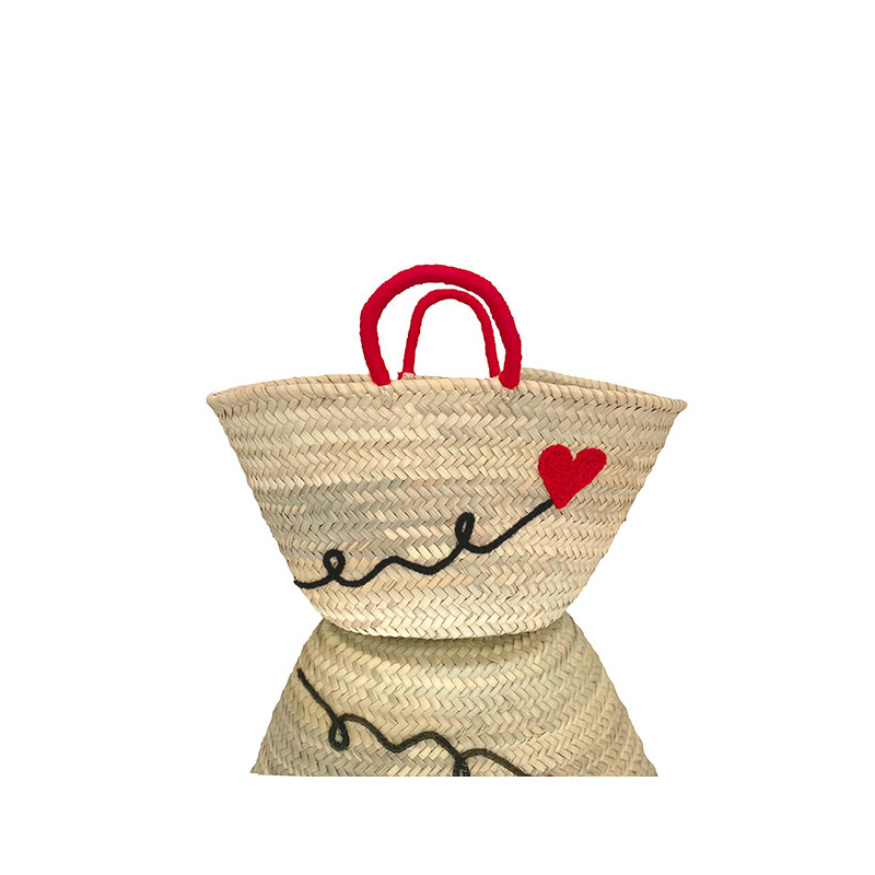 embroidered straw basket allez l amour maud fourier