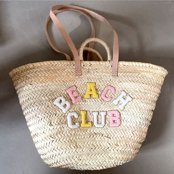 Shoulder-carried BEACH CLUB straw beach basket
