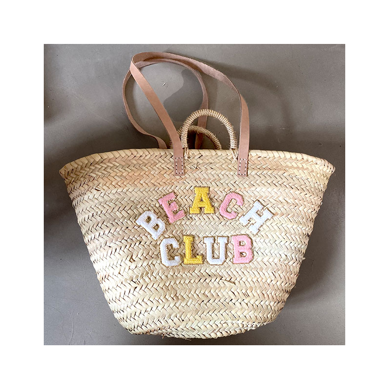 Shoulder-carried BEACH CLUB straw beach basket