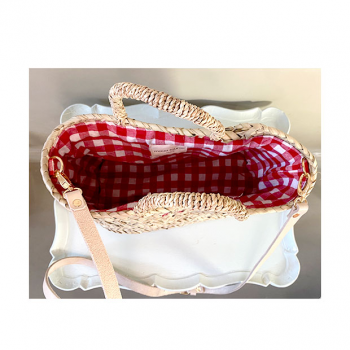mini straw basket with monogram and cotton lining by maud fourier