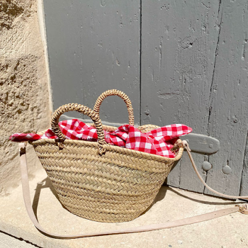 Panier mini vichy rouge artisanal porté main été