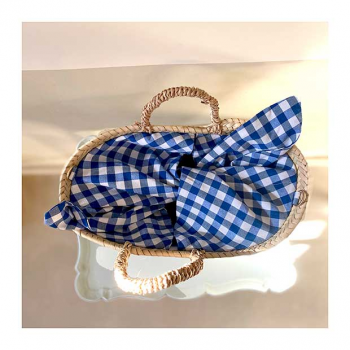 Alphonse small straw basket with blue gingham by maud fourier paris