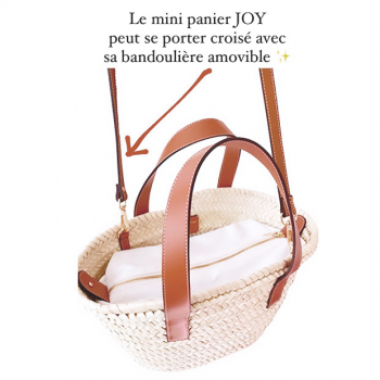 Camel leather finishing on Joy basket