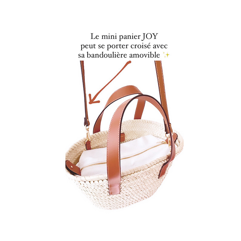 Camel leather finishing on Joy basket