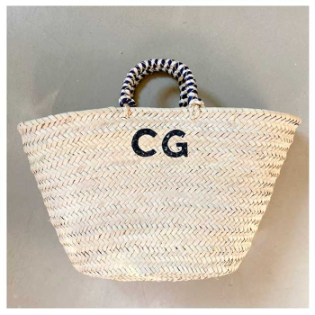 beach straw basket monogram by maud fourier paris