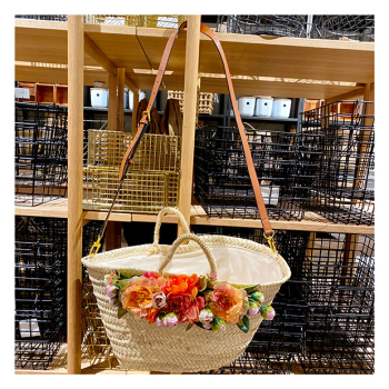 June straw beach basket shoulder carried