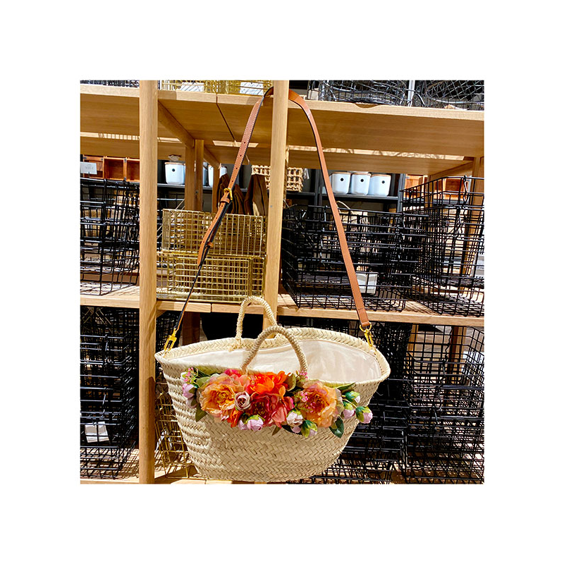 June straw beach basket shoulder carried