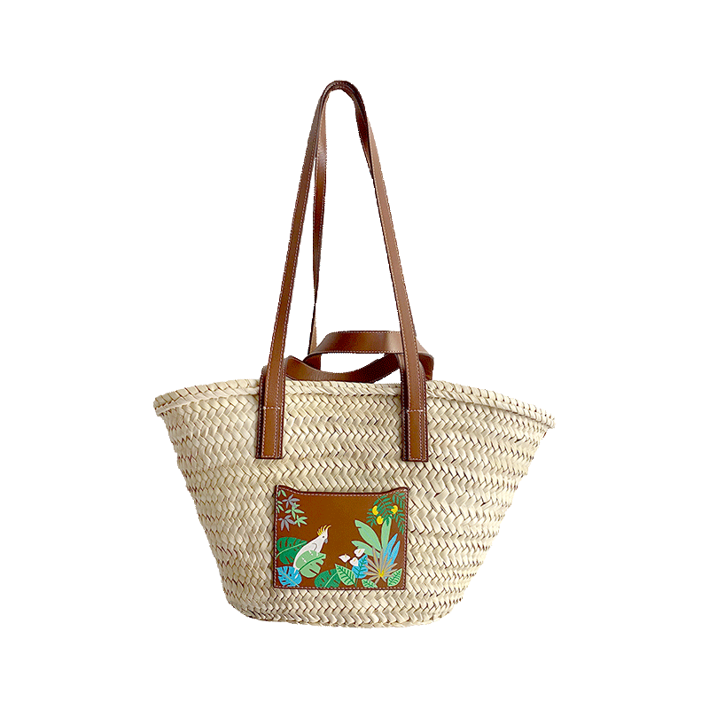 beach straw basket shoulder carried