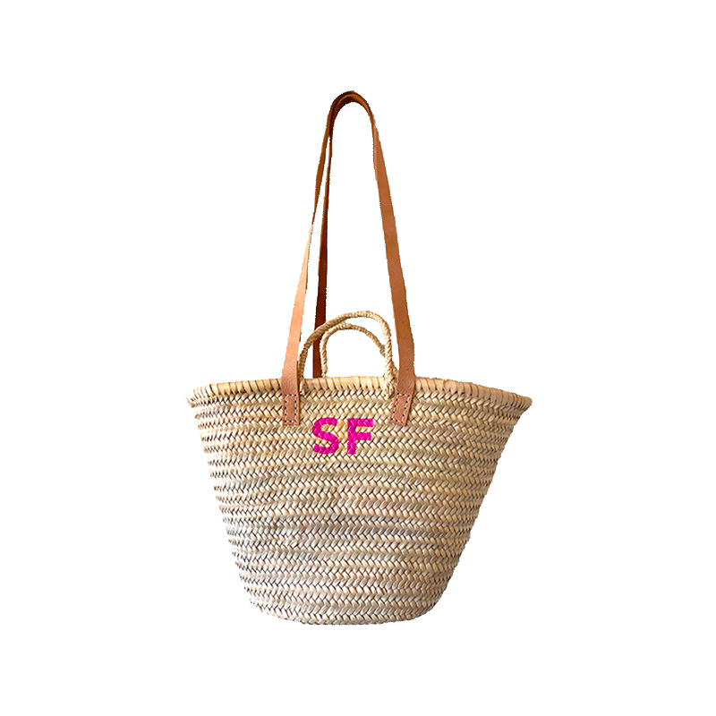 monogram customized beach straw basket by maud fourier paris