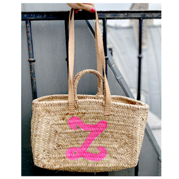 customized handpainted straw basket neon pink maud fourier