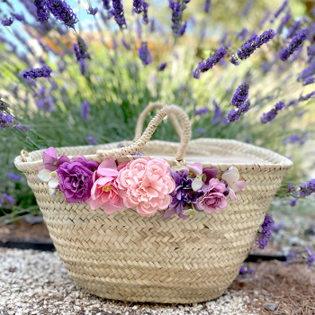 flower straw beach basket by maud fourier