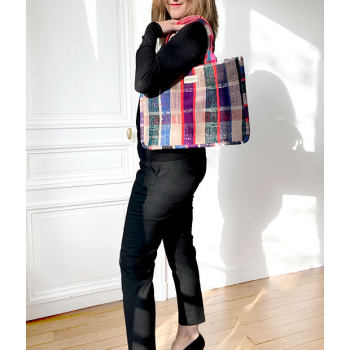 Sac cabas en plaid berbère vintage