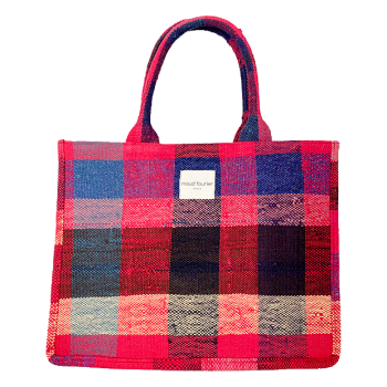 Loulou Tote in upcycled Berber plaid - red - Maud Fourier Paris