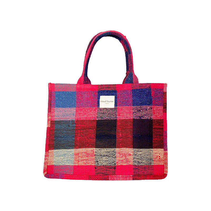 Cabas Loulou plaid berbère rouge lurex Maud Fourier