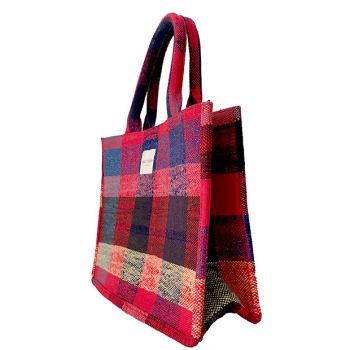 Cabas Loulou plaid berbère rouge lurex Maud Fourier Paris