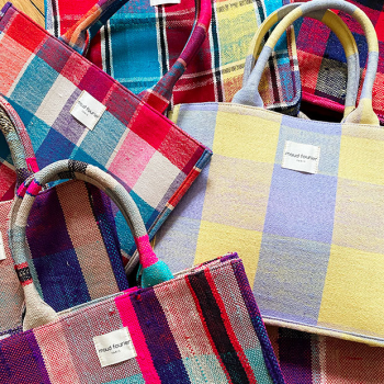 Upcycled Yellow and Lilac Tote Bag