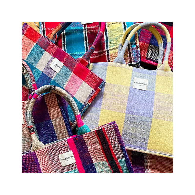 Cabas Loulou plaid berbère rouge lurex