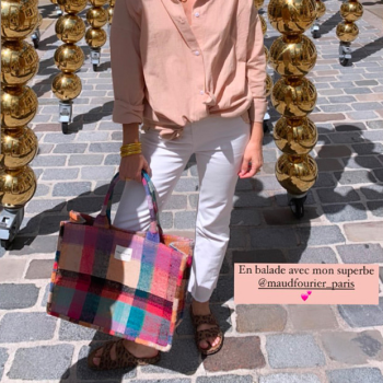 Sac cabas bohème en plaid berbère rouge bleu