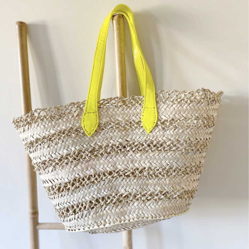 beach straw moroccan basket yellow handles maud fourier