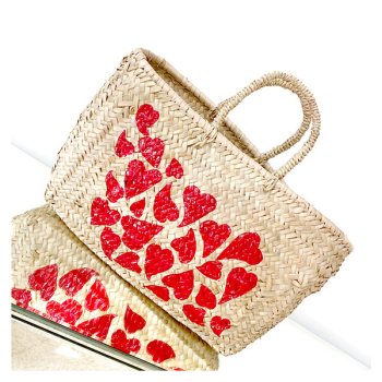 Full of Love Straw Basket handpainted maud fourier