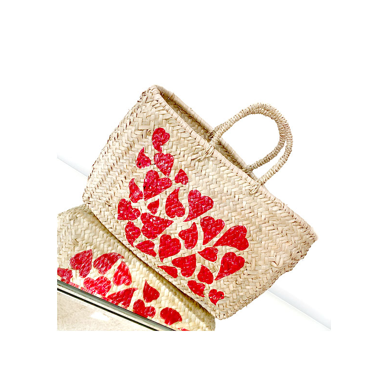 Full of Love Straw Basket handpainted maud fourier