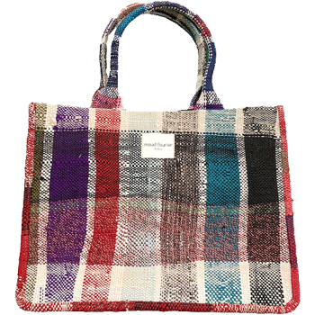 Loulou Tote in upcycled Berber plaid red Maud Fourier Paris