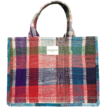 Cabas Loulou plaid berbère bleu Maud Fourier Paris