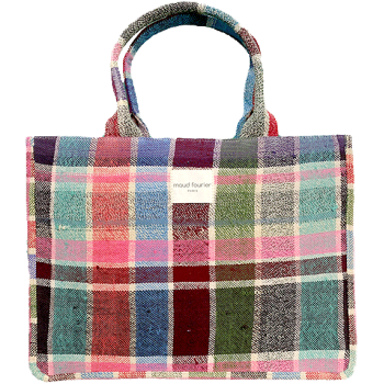 Pink and fuchsia vintage textile shopper