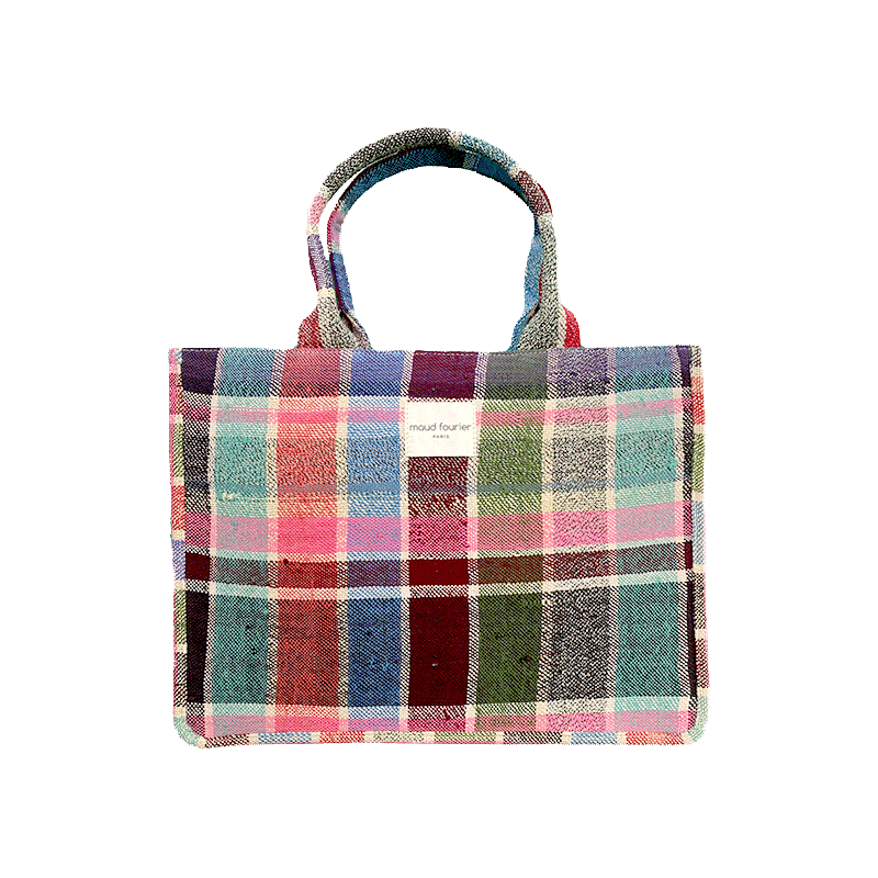Pink and fuchsia vintage textile shopper