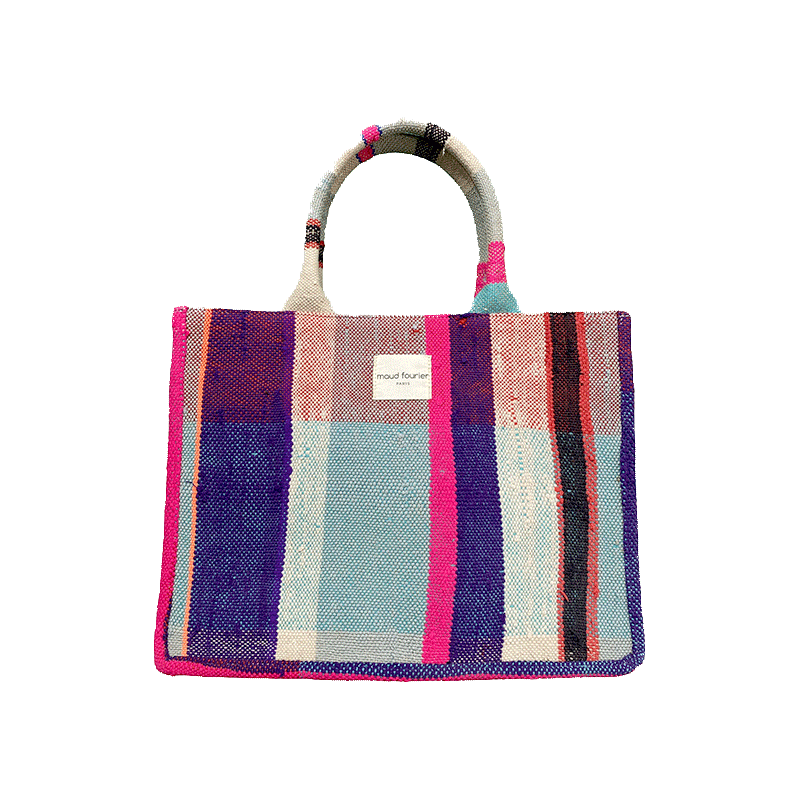 Pink multicolor Moroccan haik tote
