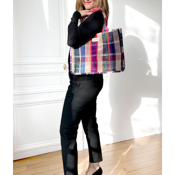 Upcycled Purple Moroccan Haik Tote Bag
