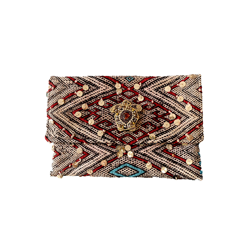 pochette kilim berbere tortue strass maud fourier
