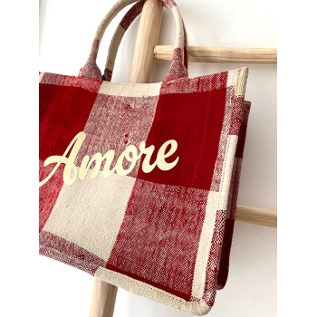 Bohemian tote bag with AMORE detail