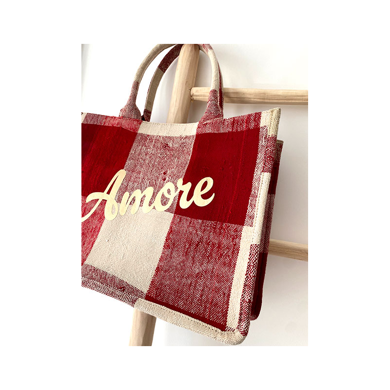 Sac cabas bohème avec inscription AMORE
