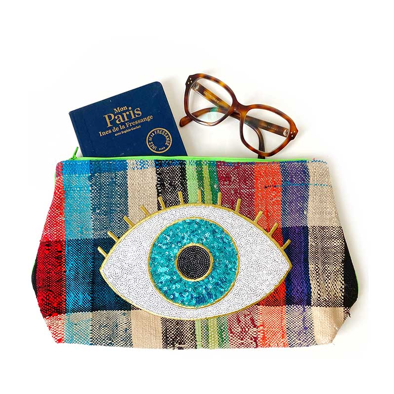 Greek eye Recycled fabric make up case maud fourier