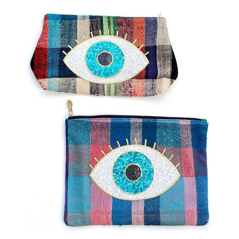 Greek eye Recycled fabric make up case maud fourier